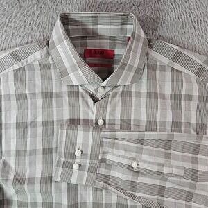 Hugo Hugo Boss Dress Shirt Sharp Fit Men 15 32‎ /33 Button Up Long Sleeve Plaid